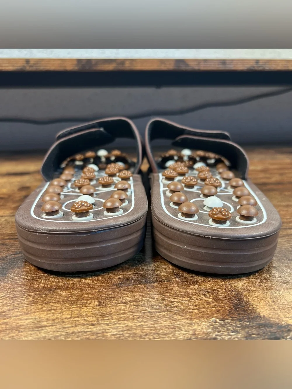 Byriver Massage Slides Shoes Sandals Brown Acupressure Slipper Large 9.5/10.5 M